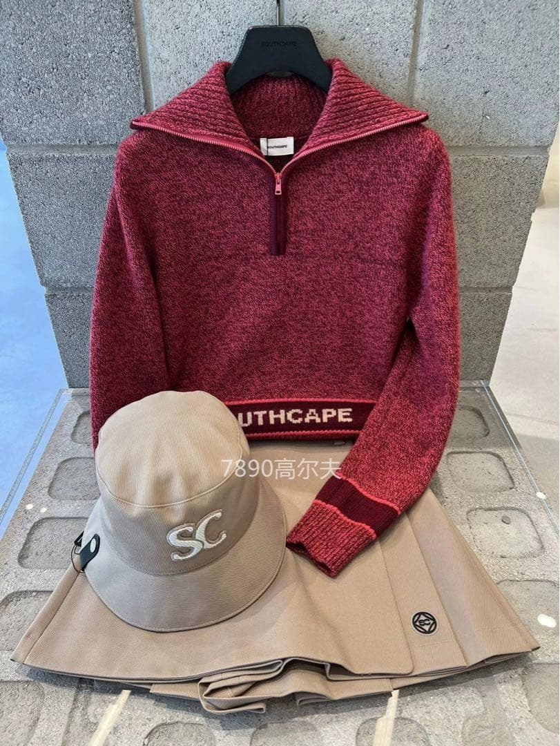 週末限定価額★サウスケープ　上品　レディース ゴルフセーター・赤　L