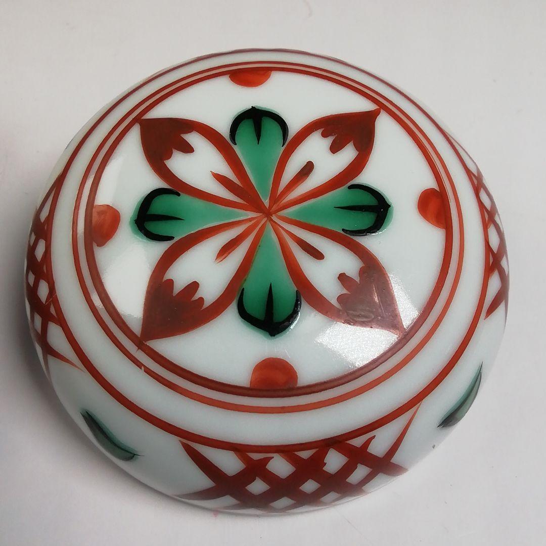 Ｗ１１　香合　『赤絵　香合』『松斎 造』　共箱　茶道具