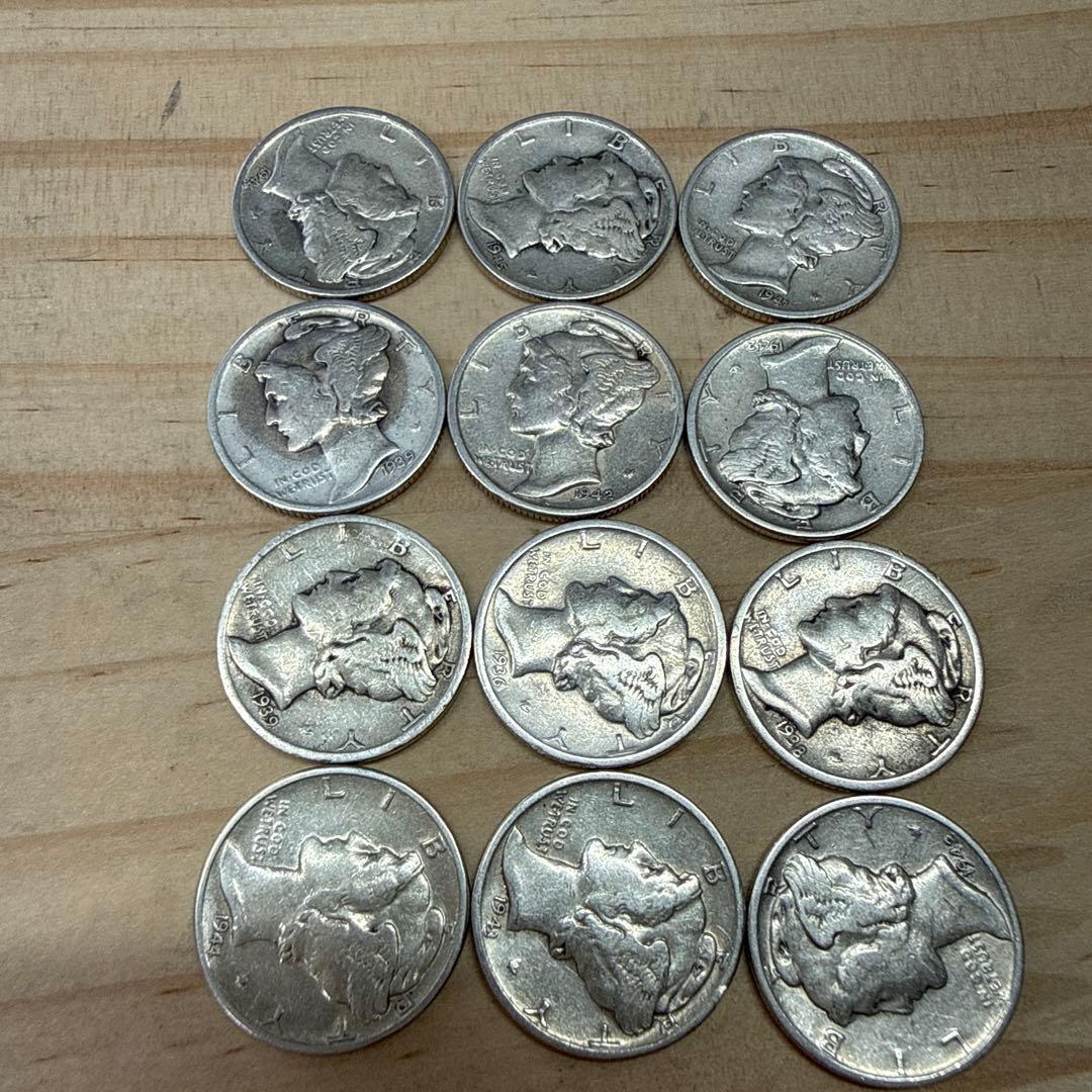 アメリカ　マーキュリー・ダイム銀貨12枚セット