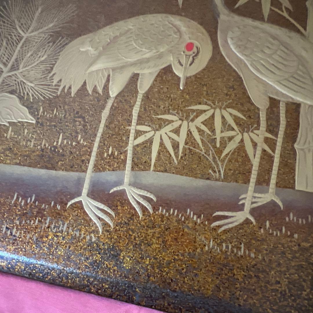 古美術　竹鶴高蒔絵　御硯箱