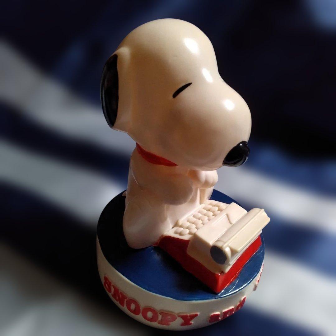 スヌーピー＆ウッドストック　タイプライター 　ソフビ貯金箱　レア　美品