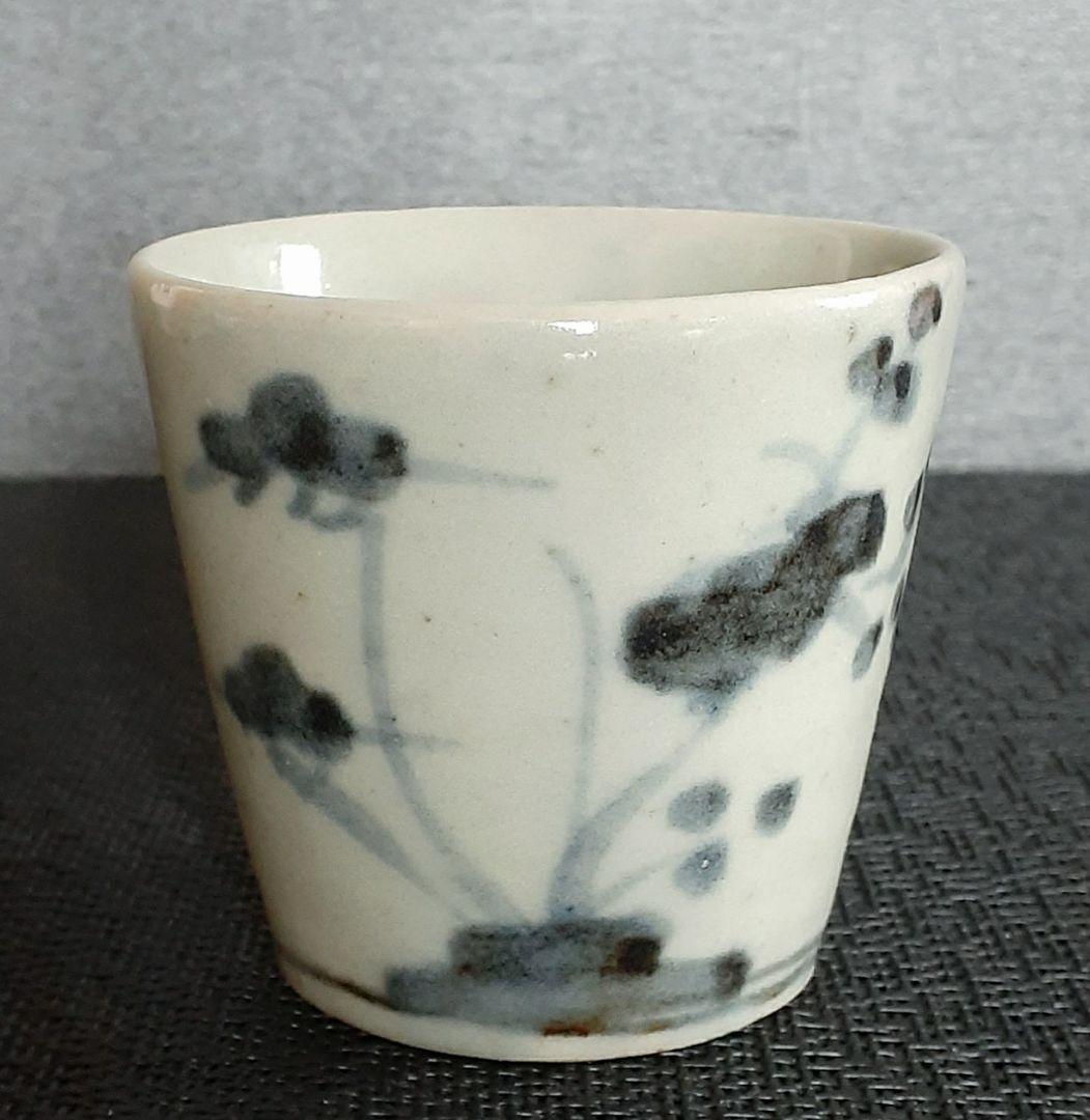 【本物保証❗️】江戸時代初期　初期伊万里　染付草花に渡り鳥図　そば猪口　蕎麦猪口