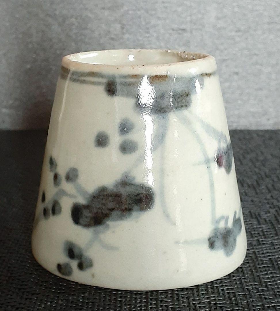 【本物保証❗️】江戸時代初期　初期伊万里　染付草花に渡り鳥図　そば猪口　蕎麦猪口