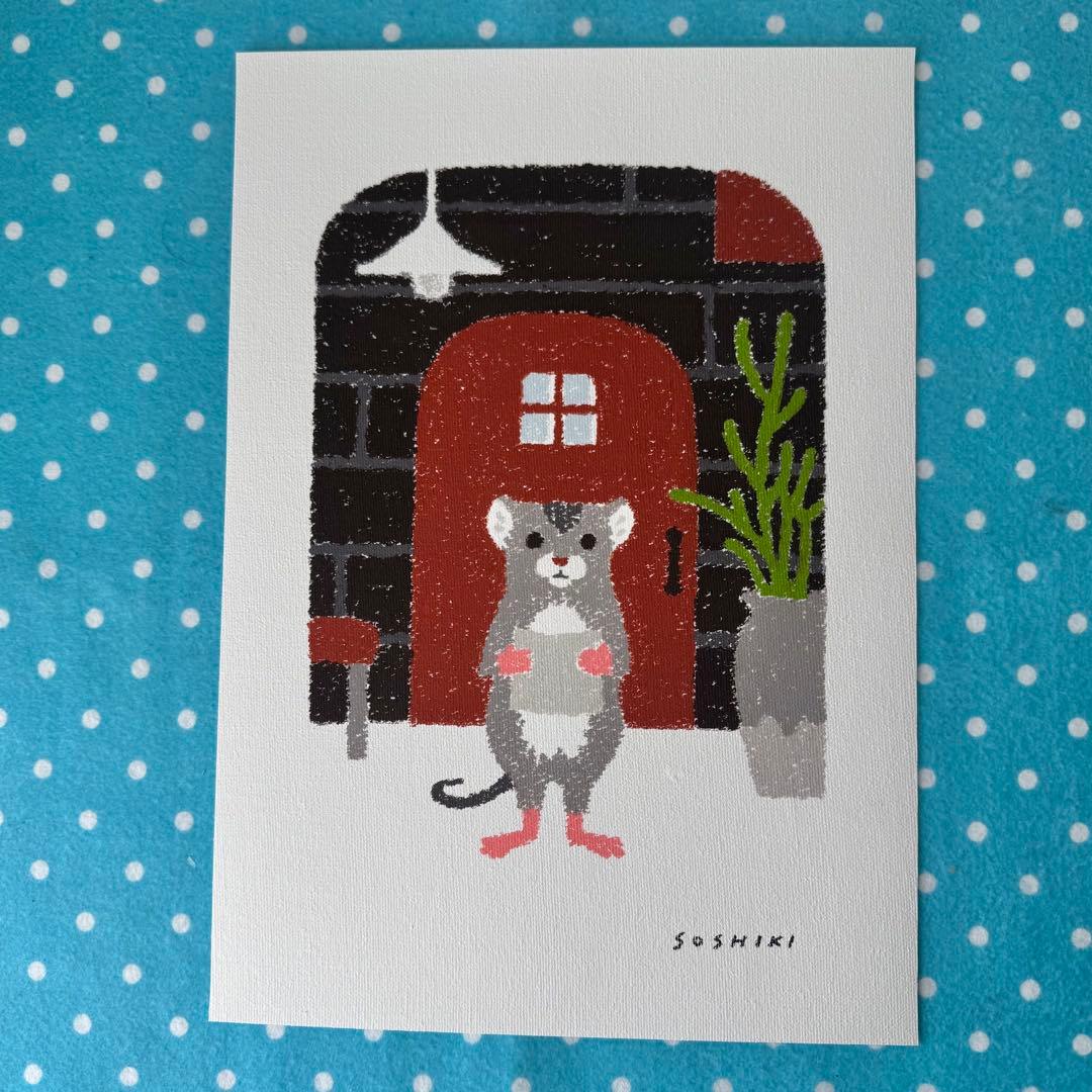 「手紙を読むハタネズミ」額装ジークレープリント　SOSHIKI アート　日本美術