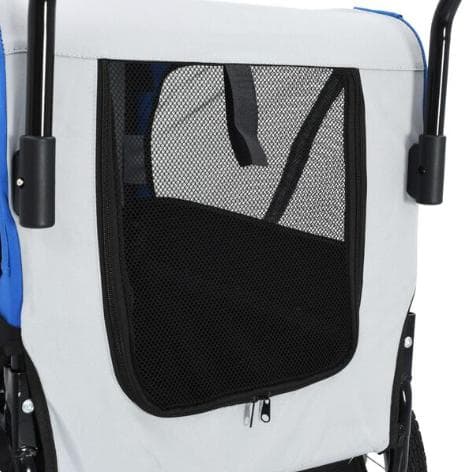 2-in-1 ペット用 自転車トレーラー＆ジョギングベビーカー ブルー＆グレー