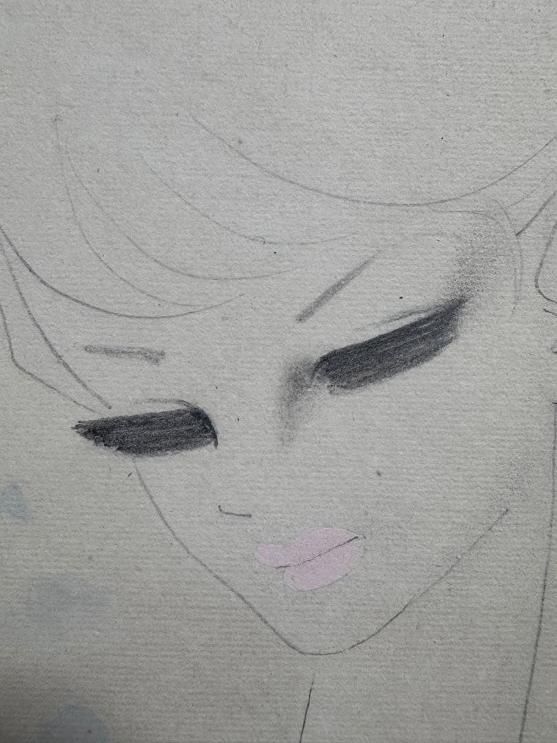 東郷青児 鑑定済婦人像 直筆サイン 印有り 東郷青児鑑定委員会 鑑定証型押し印付