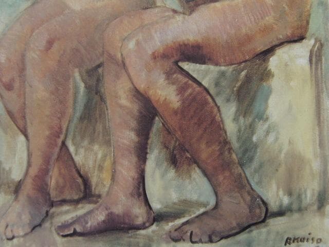 小磯良平、【絵を描く男】、希少な限定額装用画集画、新品高級額 額装付