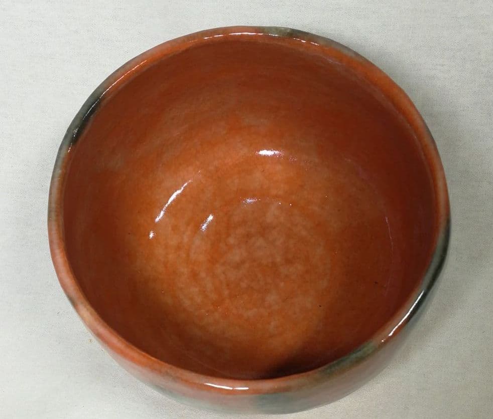 通産大臣賞受賞作家 福井楽印造 柿高台赤茶碗 共箱 茶道具