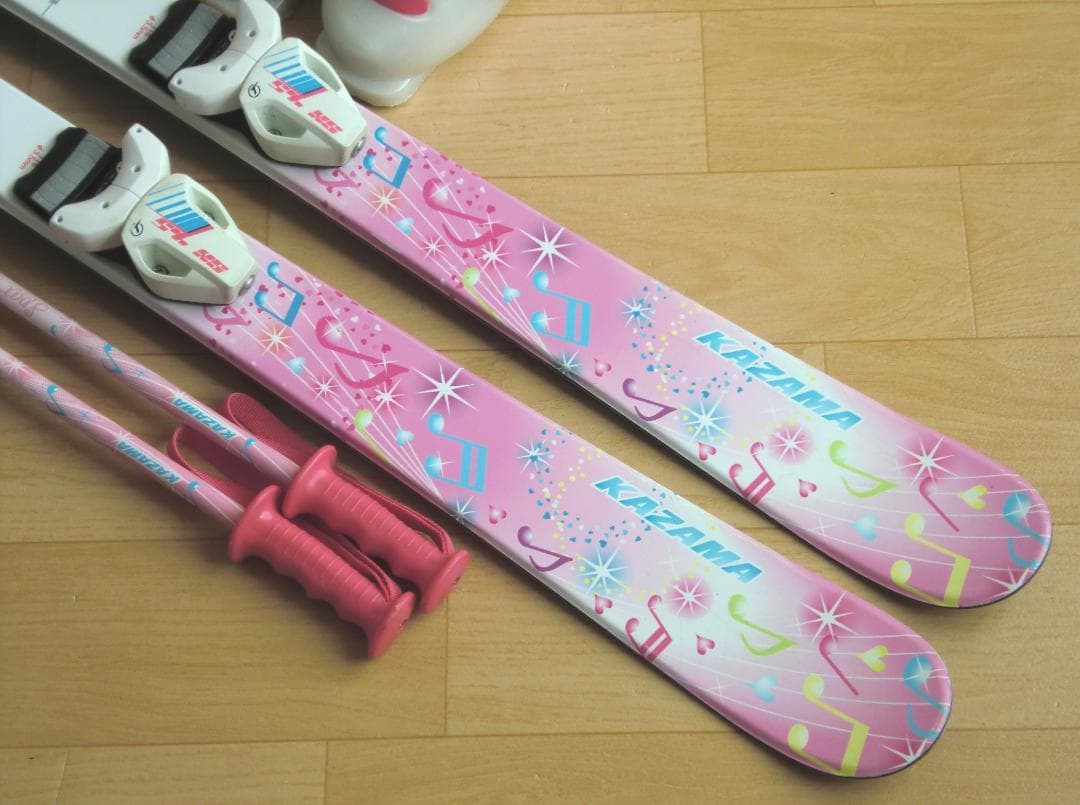 ■■送料無料■KAZAMA■子供用スキーフルセット■板116靴22■WAX済■■