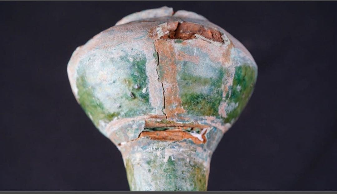 中国古玩 清朝時代 緑釉銀化 古陶 燭台 古代陶磁器 古美術 漢 李朝 高麗