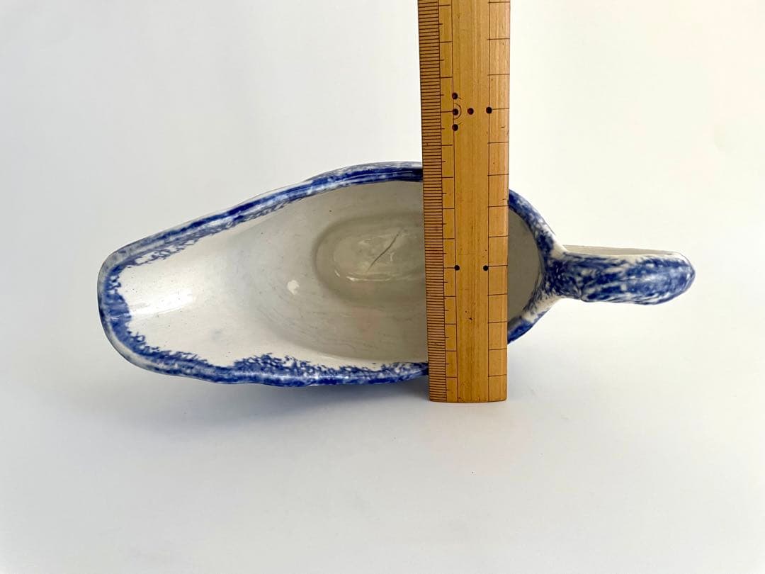 イギリス アンティーク 陶器製 青白のクリーマー