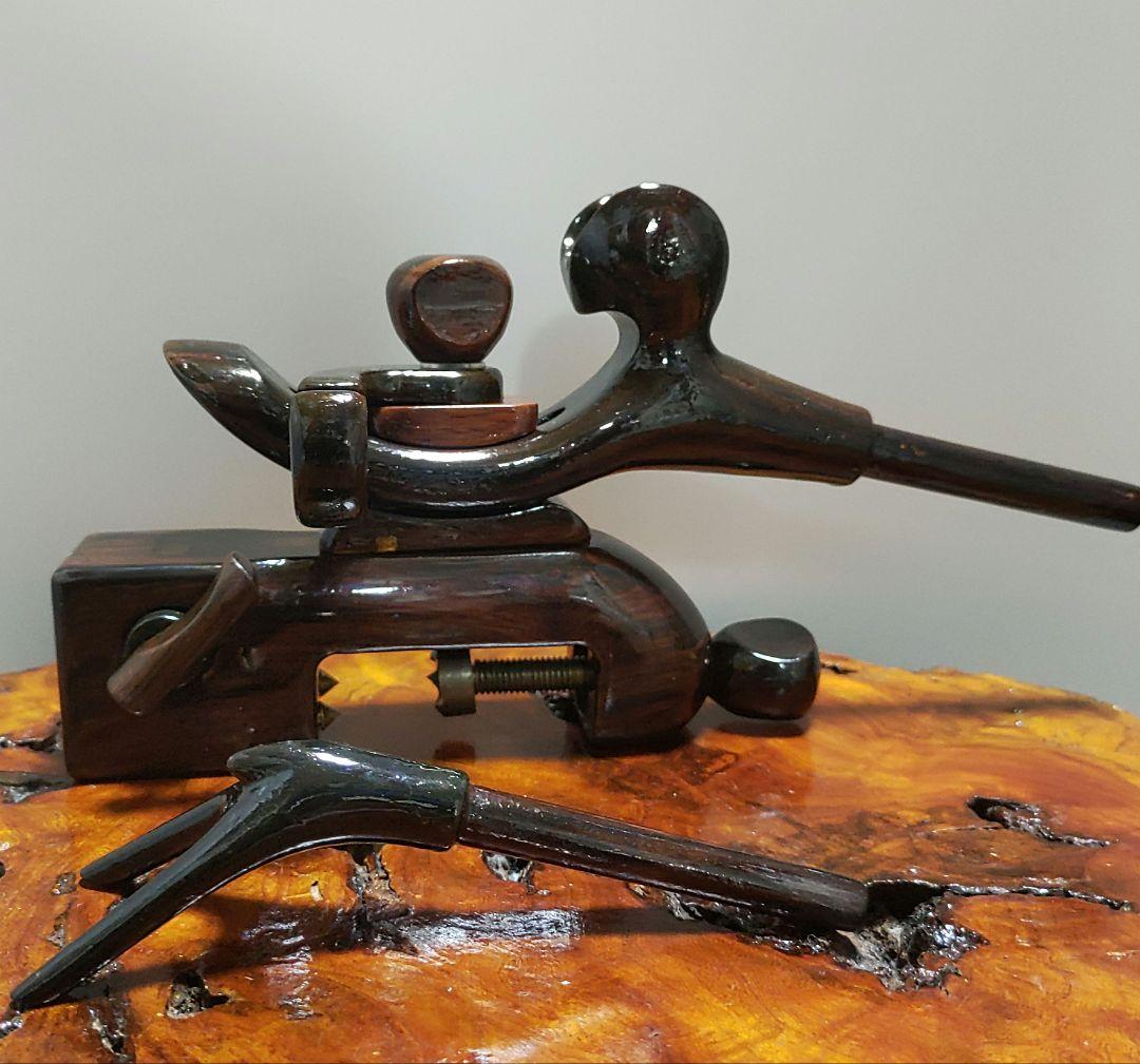 ヘラブナ釣り☆希少カウンター付き黒檀弓型万力☆竿枕付き★ラスト1点のみ★193