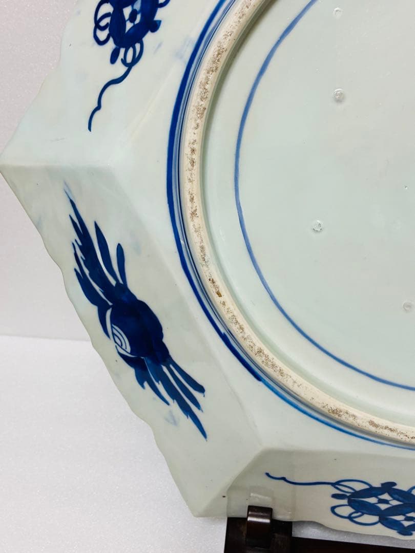 お値下❌ 明治初期 香蘭社 色絵褐地藤絵人物文 ブラックホーソン六角大皿