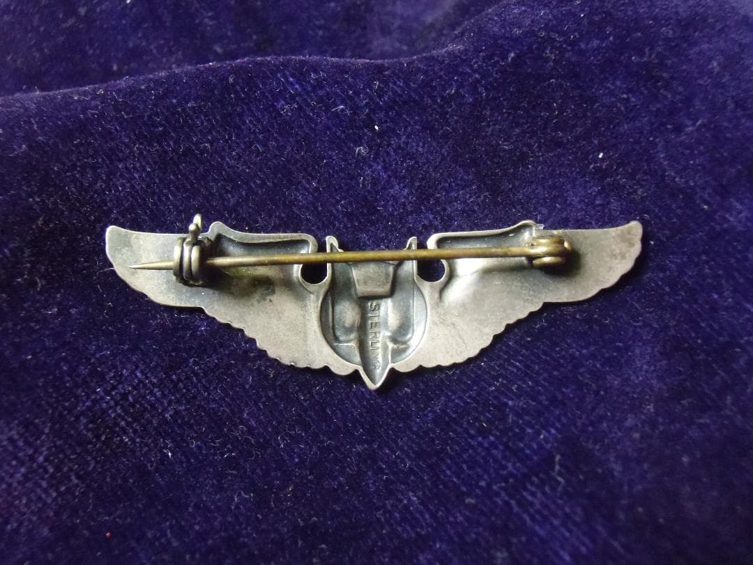 ★アメリカ軍＊９２５銀製＊陸軍航空隊＊航空機銃手ウィング章（実物）