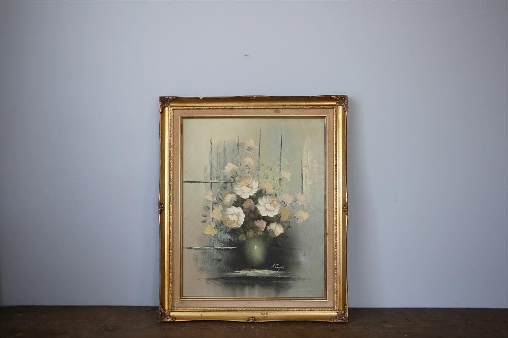 英国アンティークサイン入り肉筆絵画/静物画/油絵/西洋額絵/油彩76-191-2