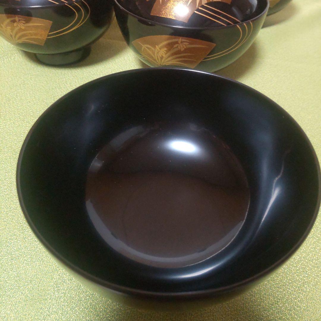 輪島塗 金 蒔絵 扇面 蓋付 椀 吸物椀 竹 梅 木箱 伝統工芸