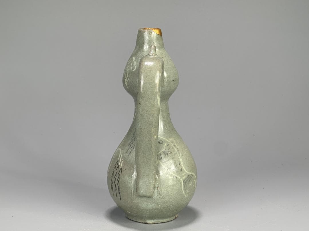 韓国美術　高麗～李朝時代　高麗青磁　象嵌魚柳文　急須　水注　金継　朝鮮古陶磁