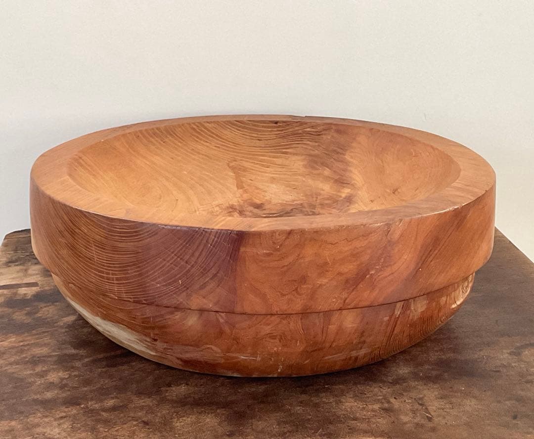 欅　無垢材　くりぬき　木鉢　こね鉢　木彫　古道具　径約47cm　約14.3kg