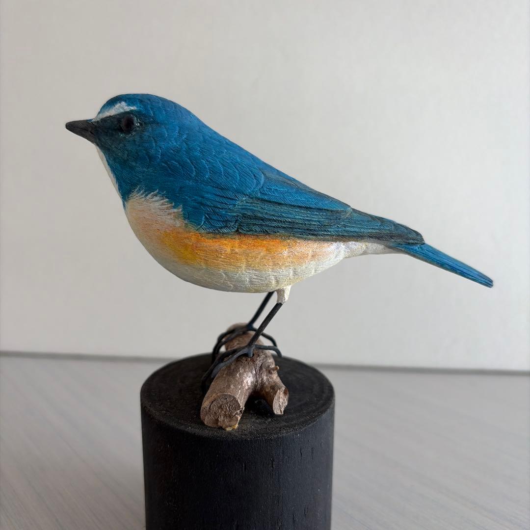 ルリビタキ　　バードカービング　木彫りの野鳥　野鳥彫刻