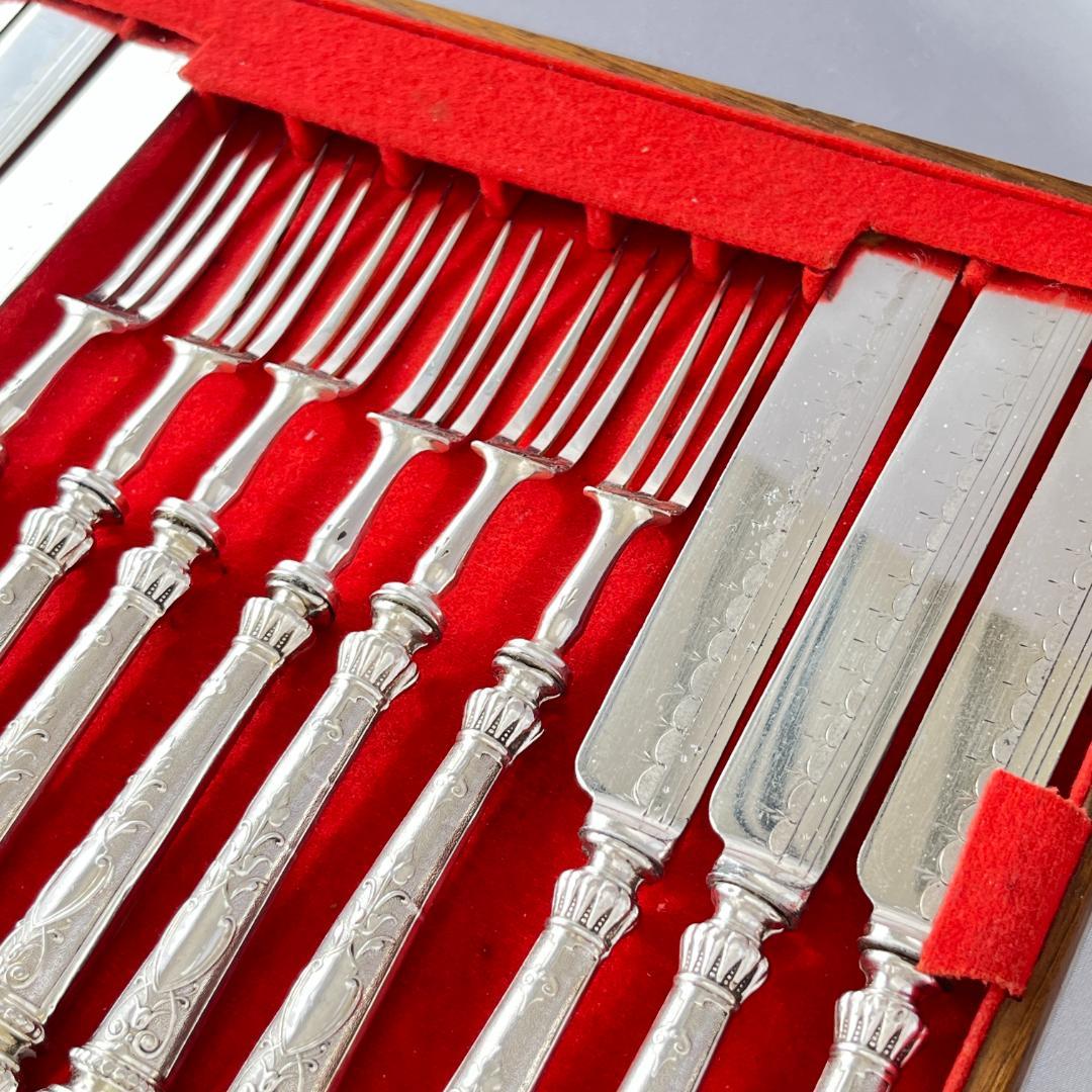 【英国】 デザート/フルーツセット ナイフ/フォーク 12本トレー