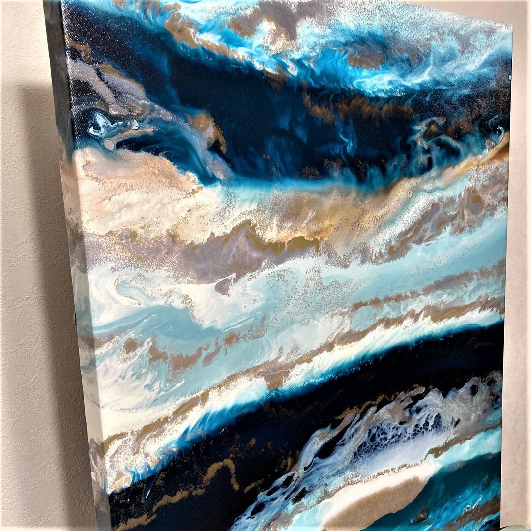 訳アリ／キャンバスアートミッドナイトタイドブルージェルコート／4217834