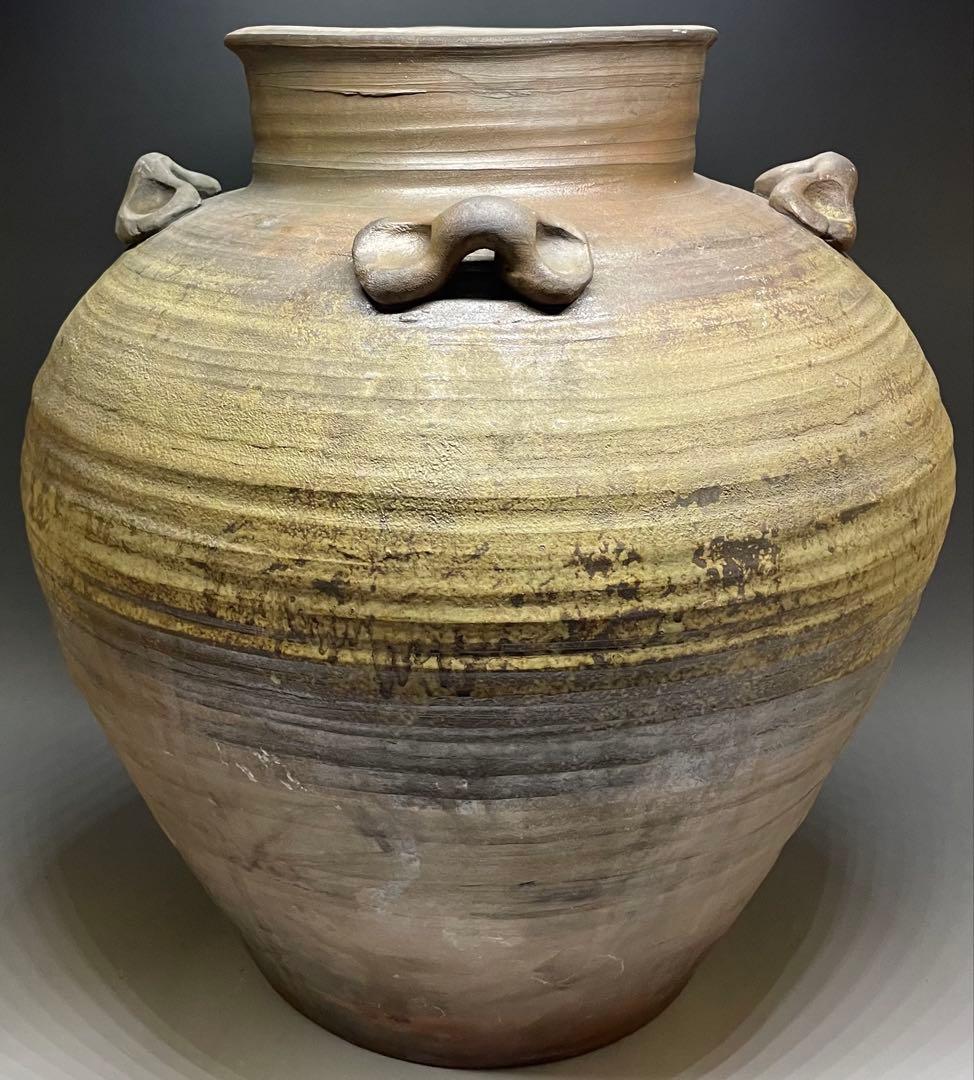 古備前　桃山時代　四耳壺　葉茶壺　大壺　特大　41cm f6441
