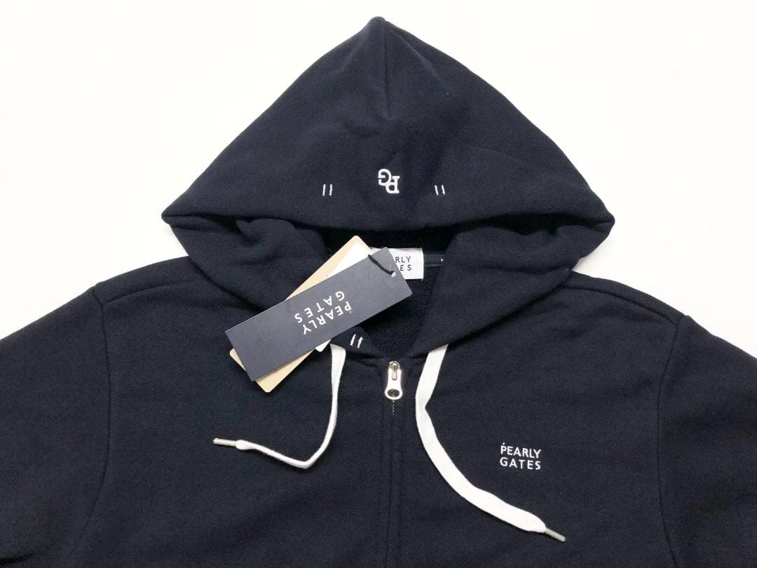 ○★新品未使用　PEARLY GATES　裏毛フルジップパーカー　5　ネイビー