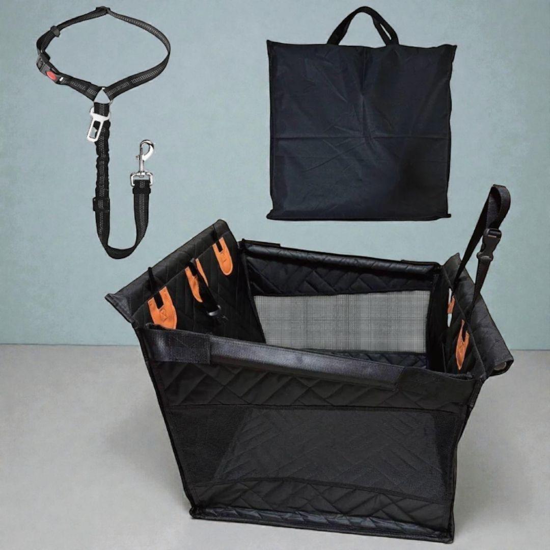 【新品】犬用 ペットドライブシートM 車載 防水 安全ベルト付 収納バッグ付