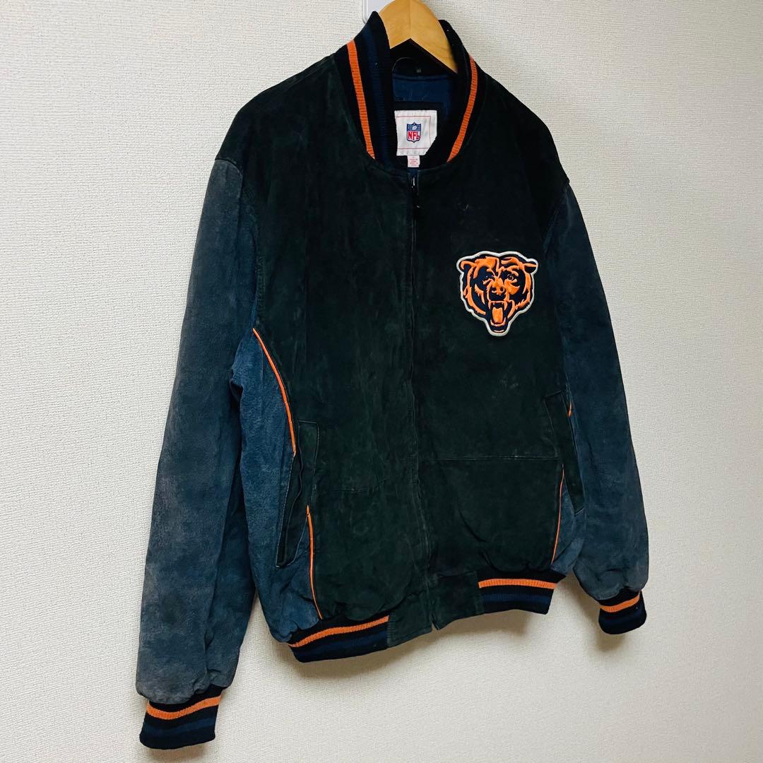 NFL シカゴブベアーズ　フットボール　ブラックレザー　ジャケット　メンズ　M