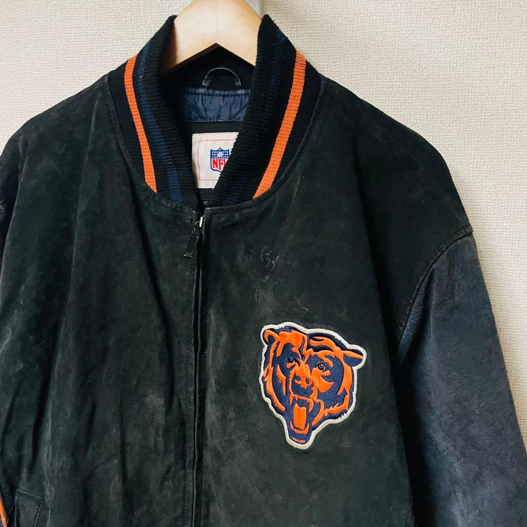 NFL シカゴブベアーズ　フットボール　ブラックレザー　ジャケット　メンズ　M