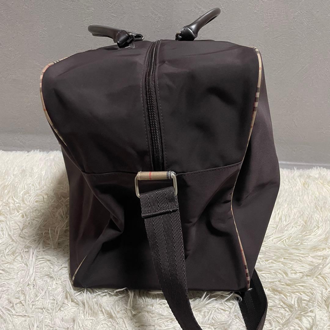 BURBERRY バーバリー ボストンバッグ ナイロン ノバチェック ブラウン