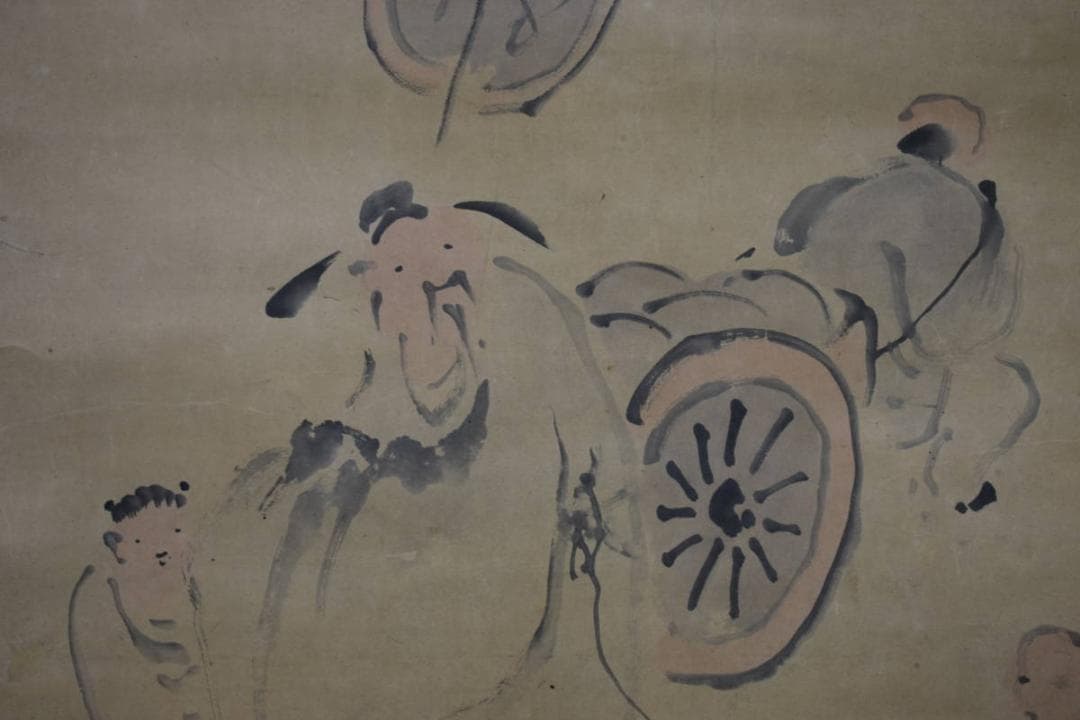 真作/洞山/ロバ人物画賛/布袋屋掛軸HE-467