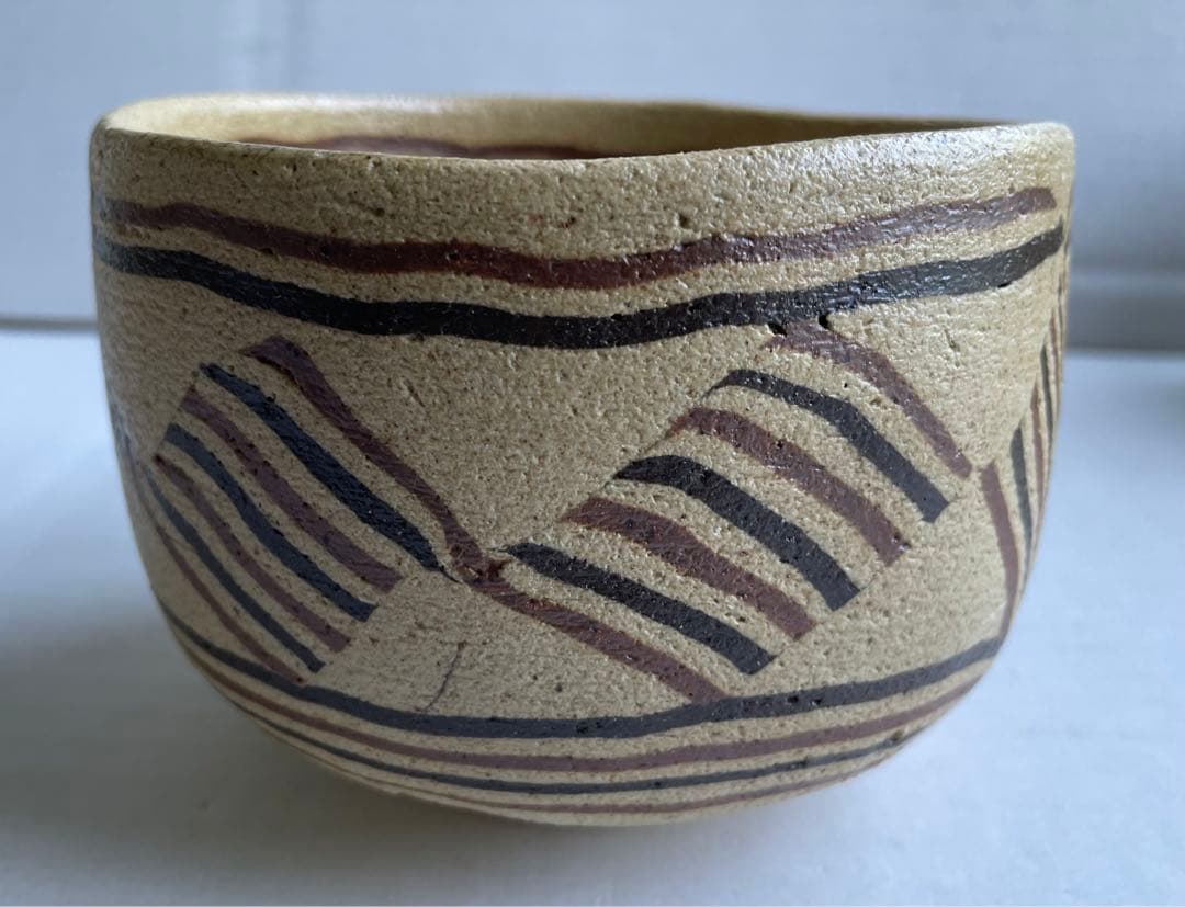 水野双鶴　練込　茶碗