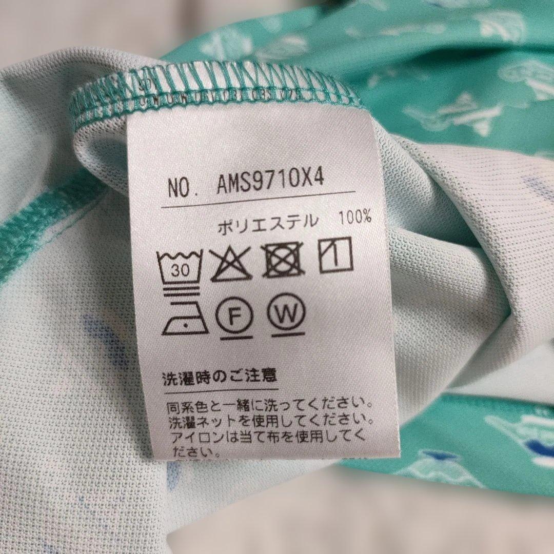 AND PER SE アンパスィ 半袖ポロシャツ ボタンダウン 総柄 グリーン系