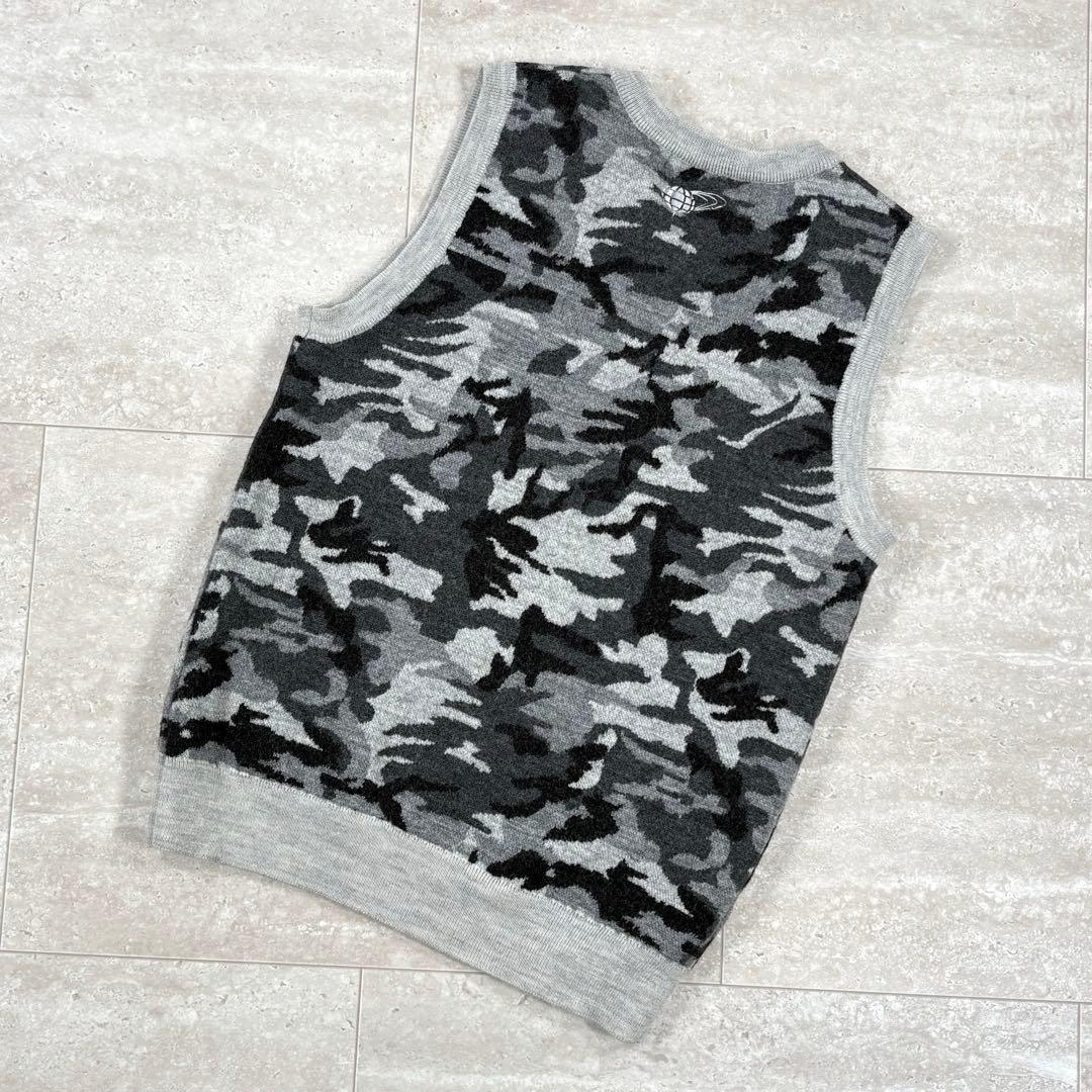 ビームスゴルフ BEAMS GOLF ベスト カモフラ柄 ロゴ刺繍 レディースM