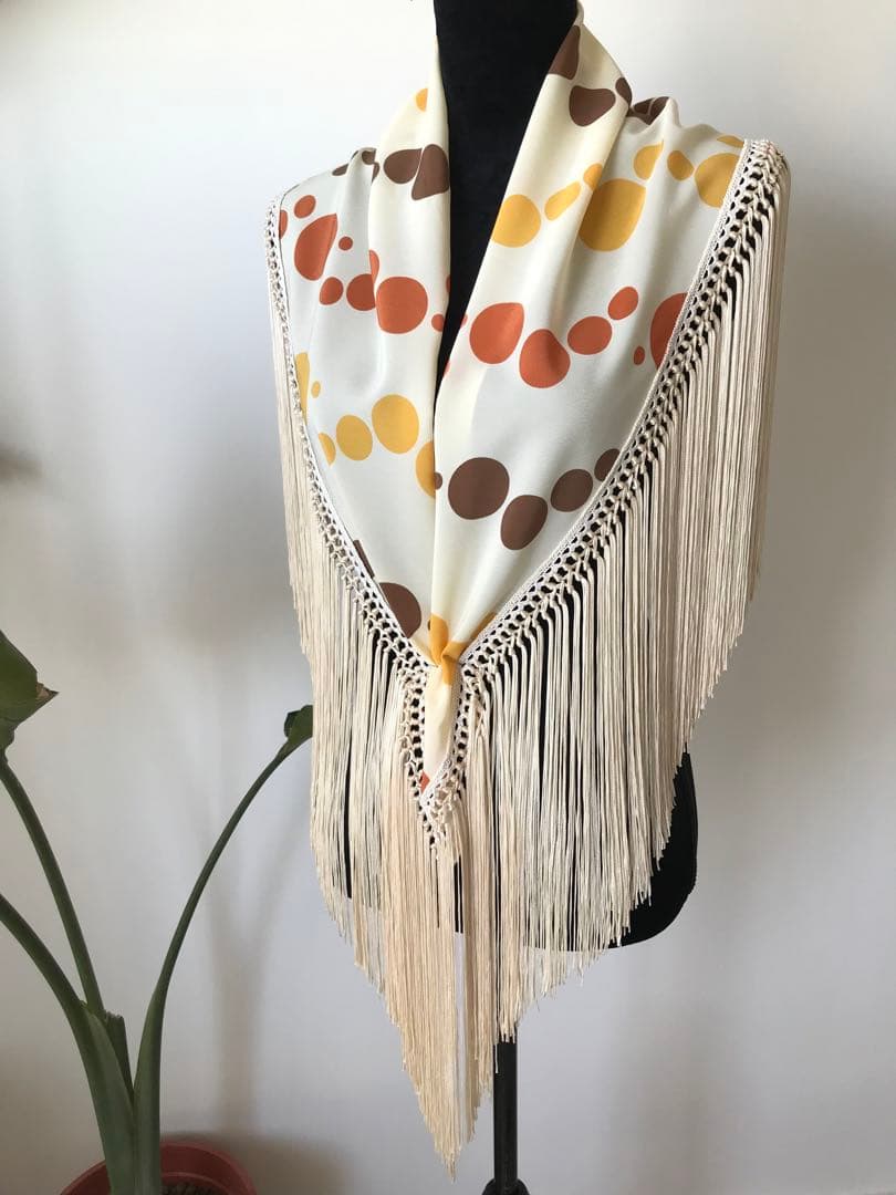 フラメンコ マントンシージョ オフホワイトランダム水玉xオクリームフレコ