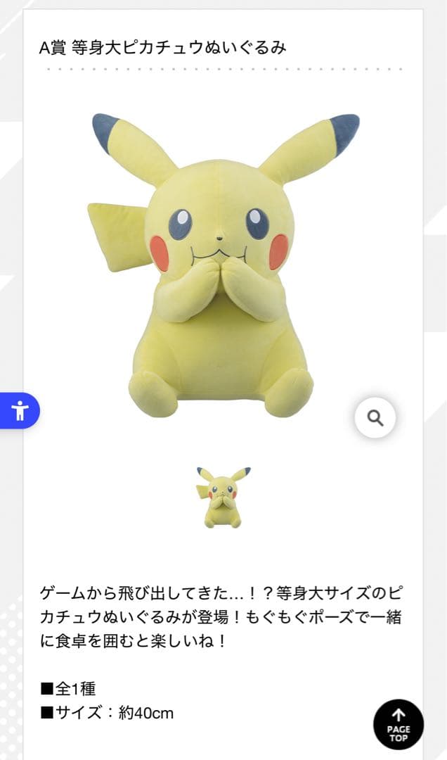 ピカチュウ ぬいぐるみ 約40cm