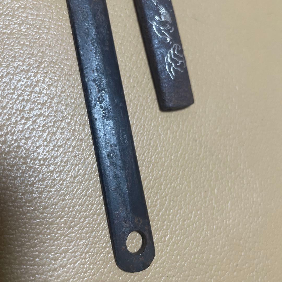 ヨ*セ様 江戸時代　馬針　貫級刀　　鉄地雨竜図　小柄　まとめて　ペーパーナイフ