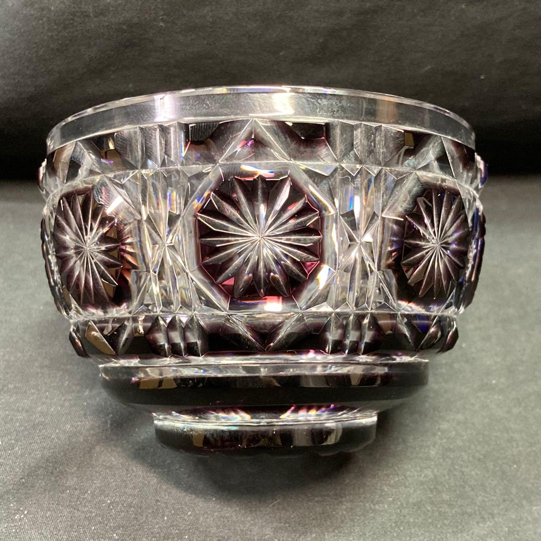 【未使用】島津薩摩切子 切子向付鉢 被せガラス 薩摩ガラス工芸 尚古集成館監修