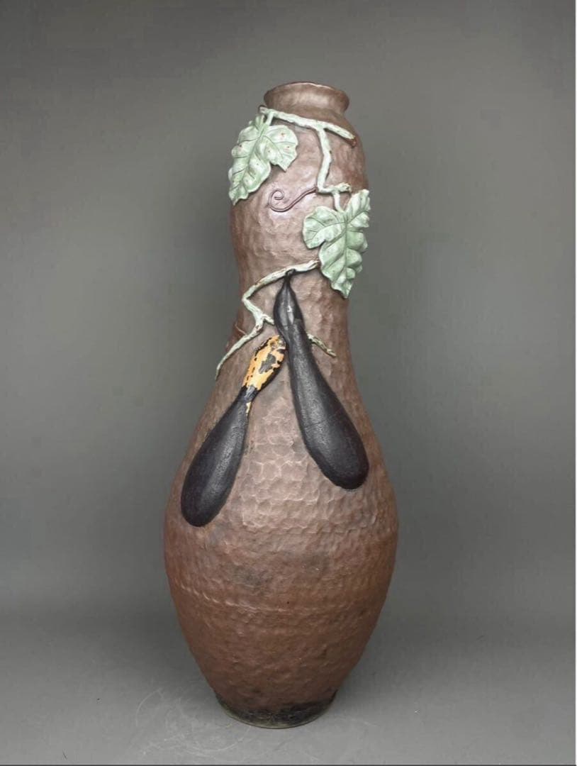 鍋島焼 名工 青山作 盛上釉彩瓢箪図 花瓶 飾壷 幾平 嘉秀 嘉仙 武右衛門