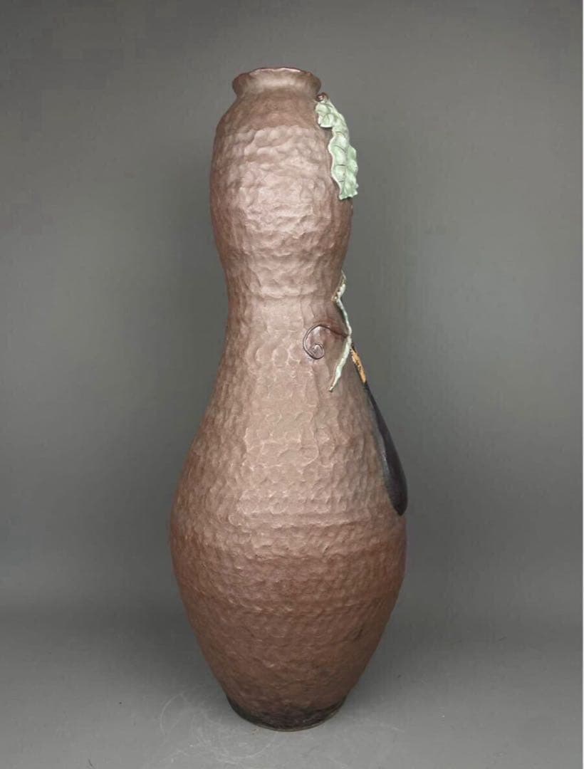 鍋島焼 名工 青山作 盛上釉彩瓢箪図 花瓶 飾壷 幾平 嘉秀 嘉仙 武右衛門