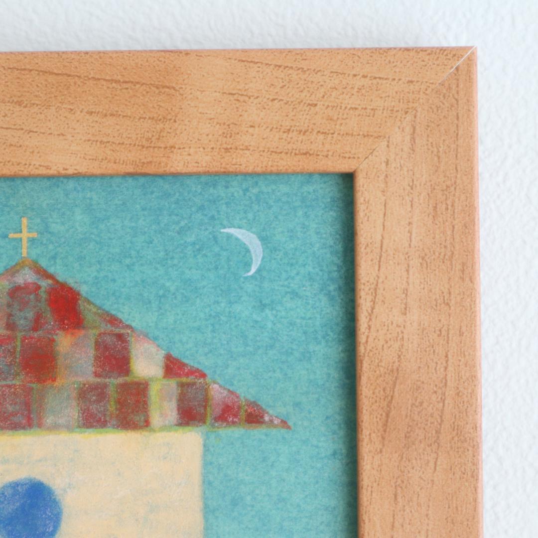 心を癒す教会アート｜月夜の照らす教会とうさぎ｜神聖な光を届ける日本画インテリア