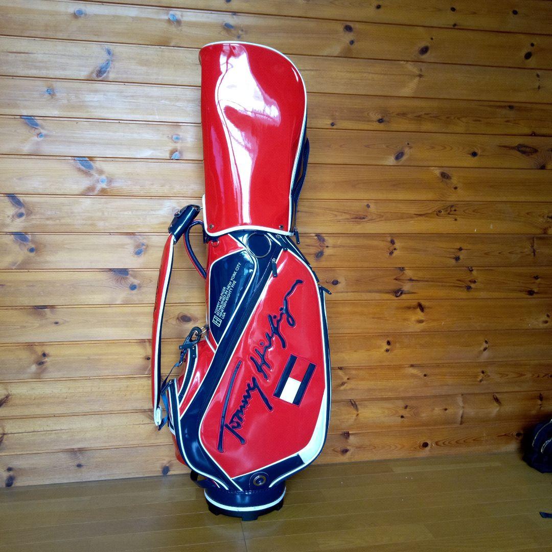 希少ロゴ　トミーヒルフィガー　キャディバッグ　2点式　ショルダー　9型　エナメル