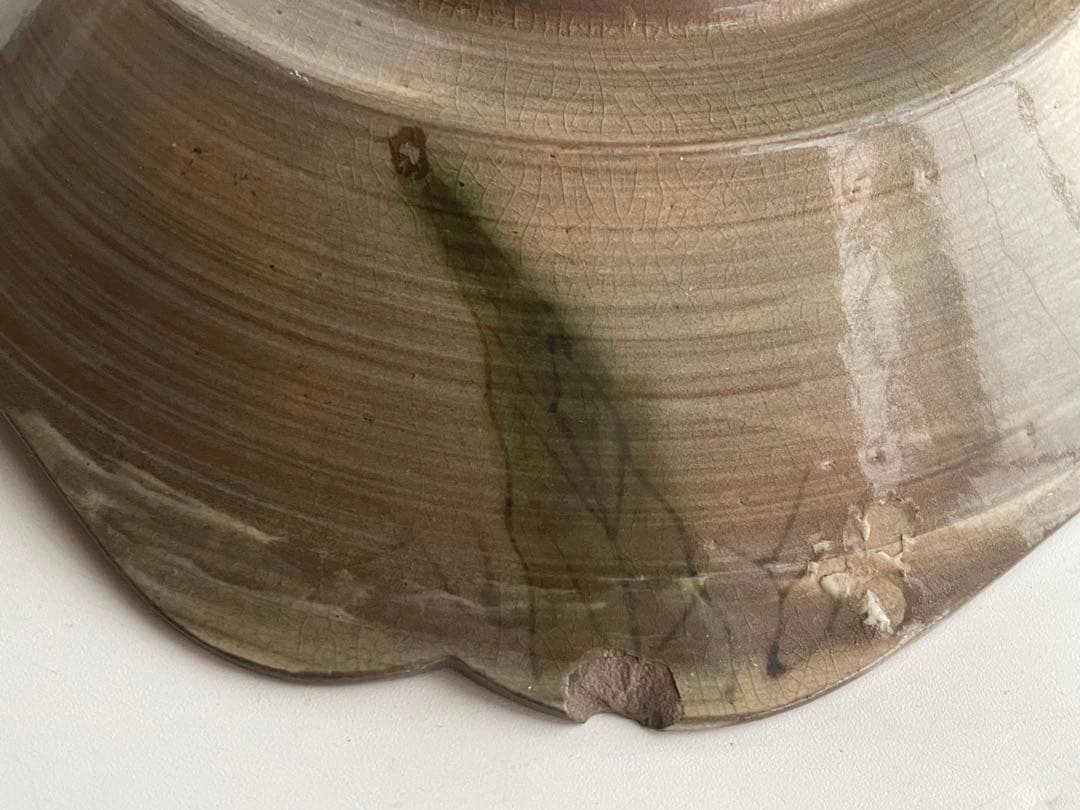 骨董　アンティーク　現川焼　現川　刷毛目　栗文様　隅入角皿　角皿　皿