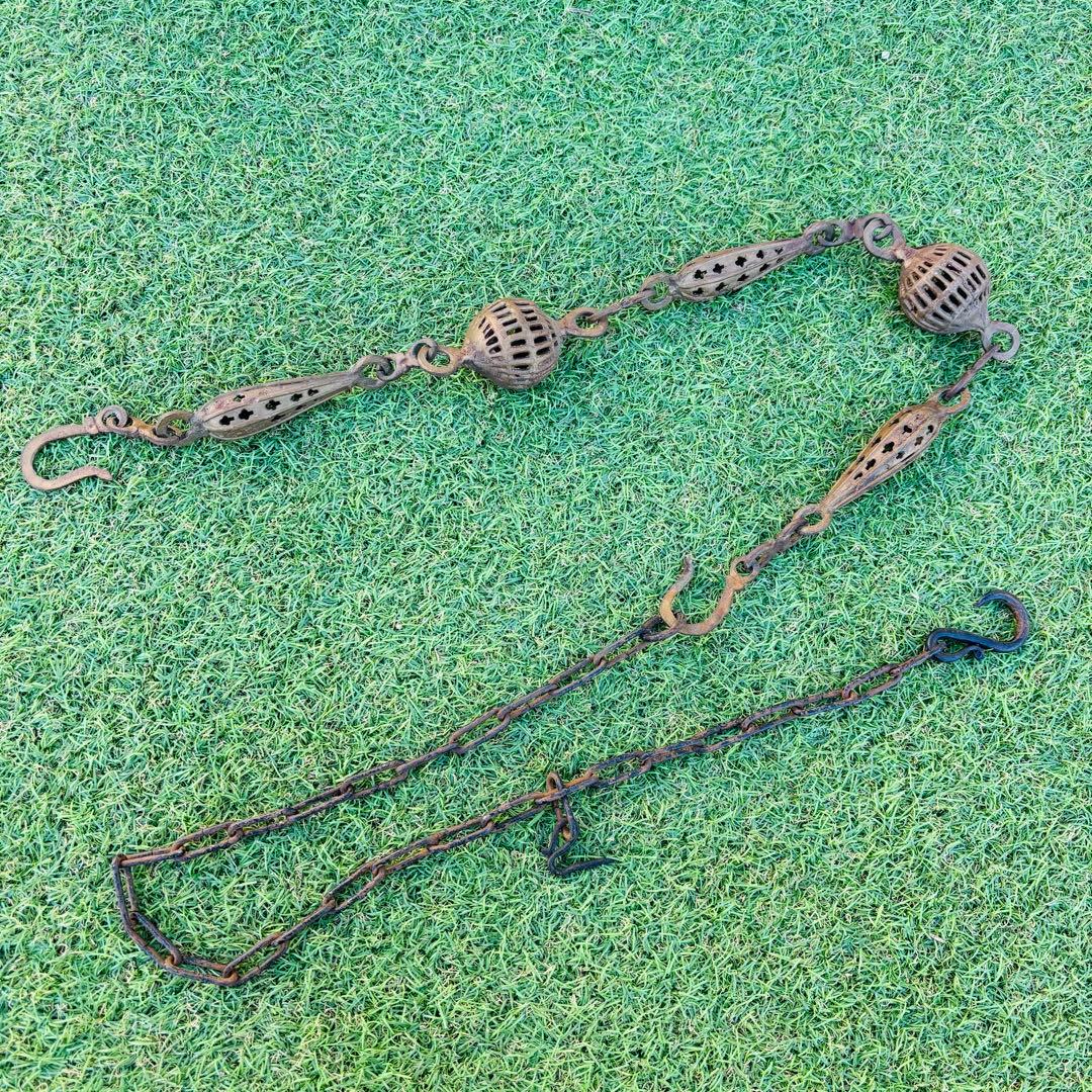 囲炉裏　自在鉤　分銅　囲炉裏小道具　天秤棒　堀如真 銅製 鯉型 風鎮　栓抜き