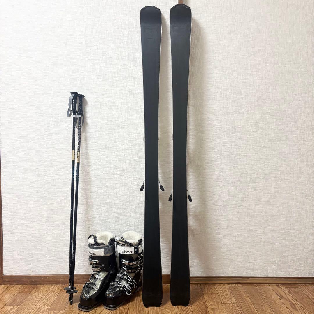 ■SALOMON■女性用スキーセット■板154/靴24-24.5/ストック105