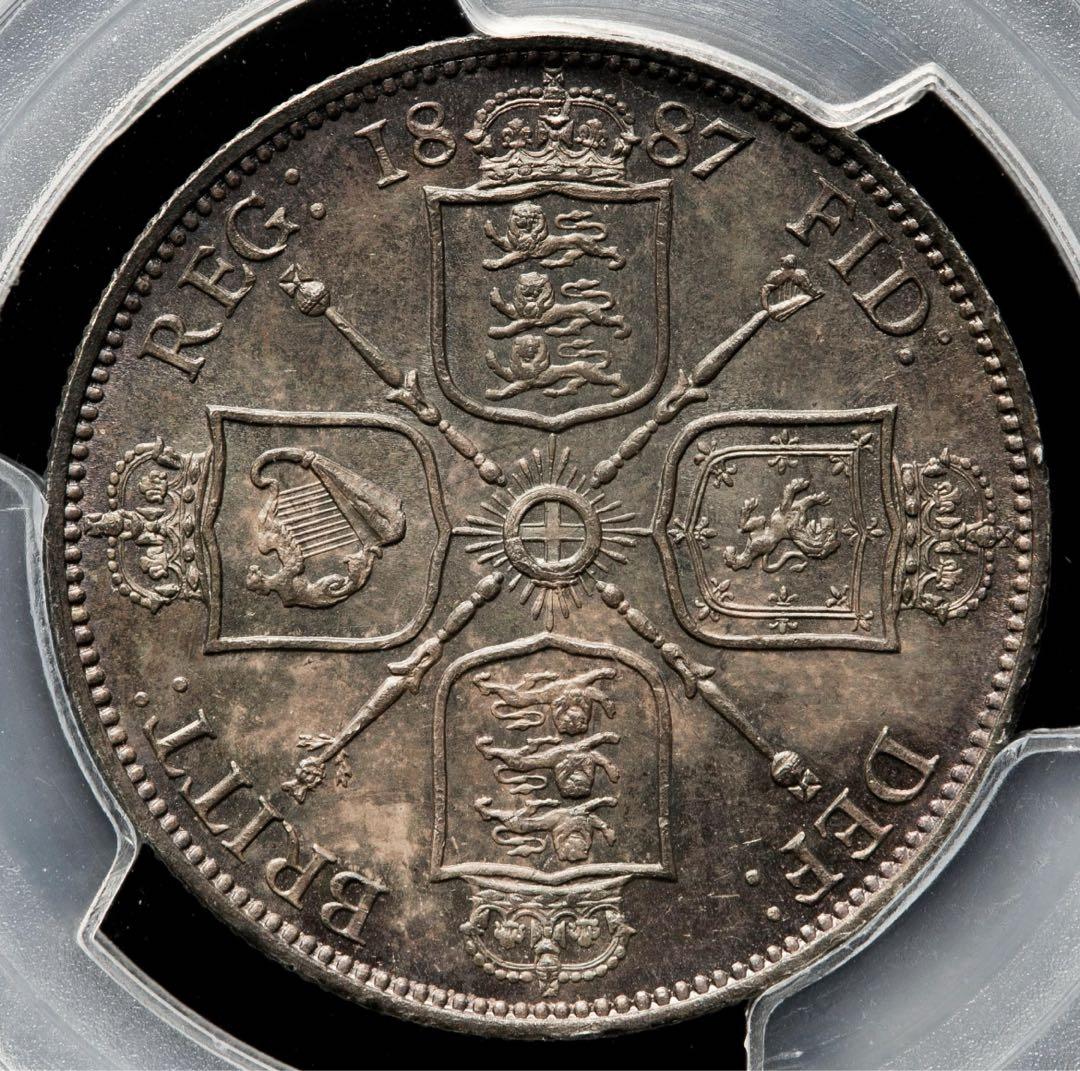 『PCGS MS64』イギリスヴィクトリア女王フローリン銀貨(1887年)