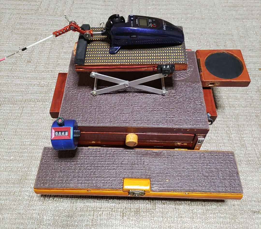 ワカサギ釣り 自作木製収納箱 穂先 レイクマスター電動リール フルセット