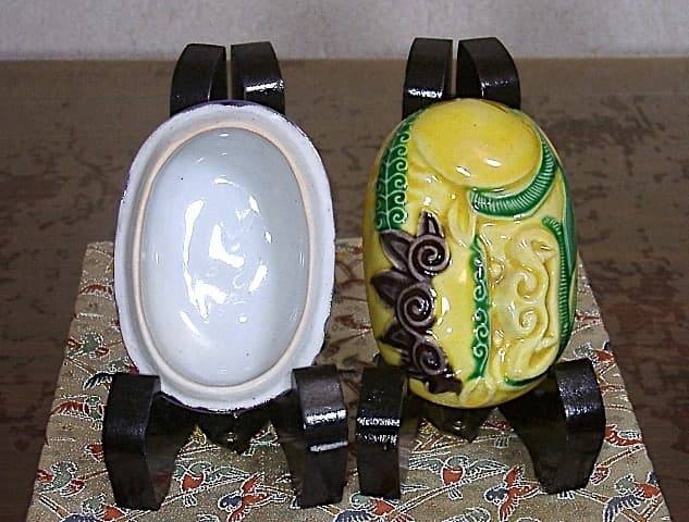 京焼・清水焼　三浦竹泉（初代）作　大獅子　交趾香合　箱合　無傷　保証。