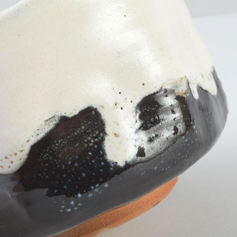 茶道具　京焼　丹羽好一作　白流茶碗　共布共箱　V　9803